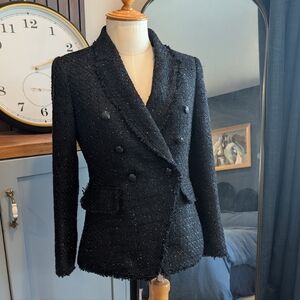 White House Black Market Textured Black Blazer Size 6
